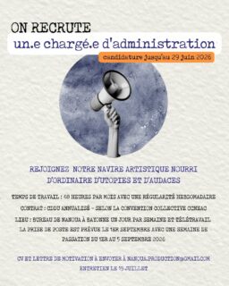 Nanoua recrute une personne pour un poste de chargé.e d'administration
dans le cadre d'un emploi intermittent.
Nous recherchons un.e nouvelle.eau collègue
pour rejoindre notre équipe (nous sommes actuellement 4 dans l'équipe du bureau) et assurer le suivi administratif du projet de la compagnie
En quelques mots , c'est quoi Nanoua?
NANOUA explore un théâtre poétique et populaire, exigeant artistiquement et toujours proche des gens.
Son moteur ? Se rassembler poétiquement et se nourrir collectivement !
Tu trouveras la fiche de poste en bio!
Si notre projet fait sens avec tes valeurs et tes compétences, merci d'envoyer ta candidature (lettre de motivation et CV) avant le 29 juin sur l'adresse mail : nanoua.production@gmail.com
Merci de noter que les entretiens auront lieu le 15 juillet
A bientôt !
L'équipe Nanoua